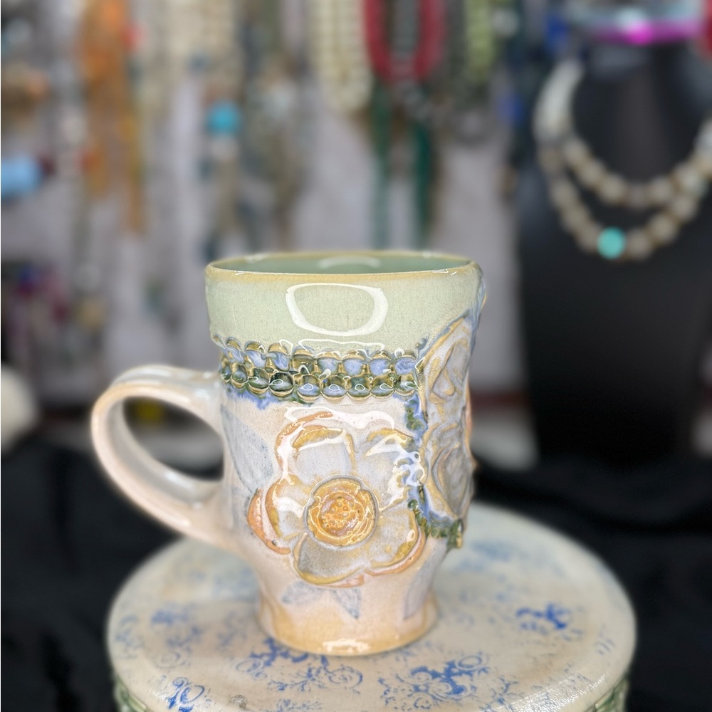 Handcrafted Floral Ceramic Mug - Picture 3 of 9